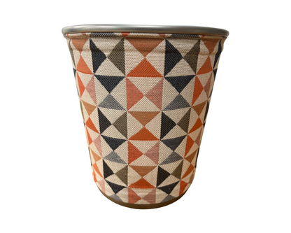 Tan, Salmon, Navy, and Grey Decorative Waste Basket