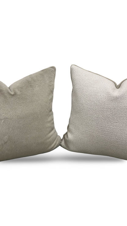 Fur Decorative Pillow - Beige 22x22" Knife Edge Cover
