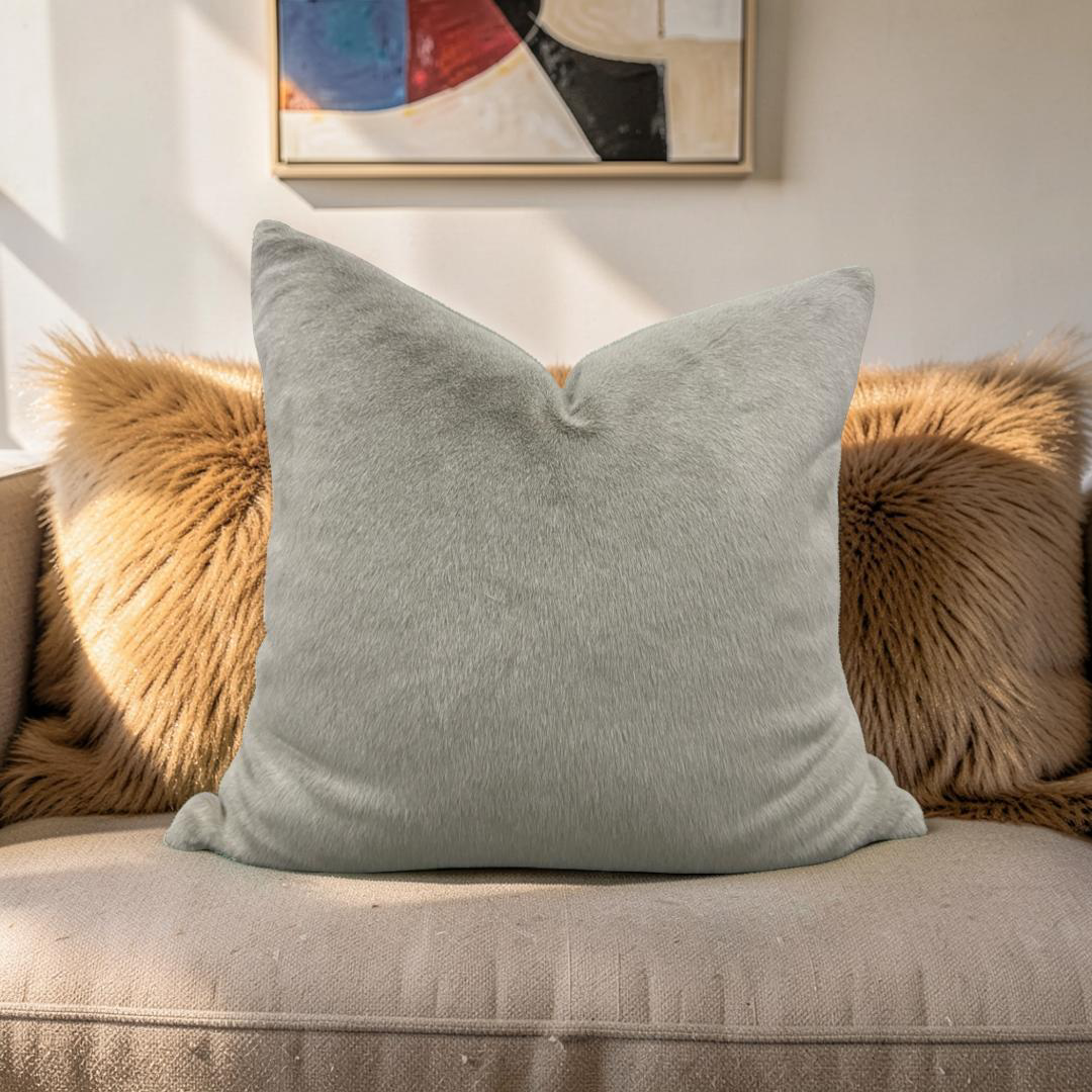 Fur Decorative Pillow - Beige 22x22" Knife Edge Cover