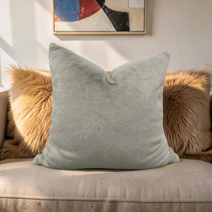 Fur Decorative Pillow - Beige 22x22" Knife Edge Cover