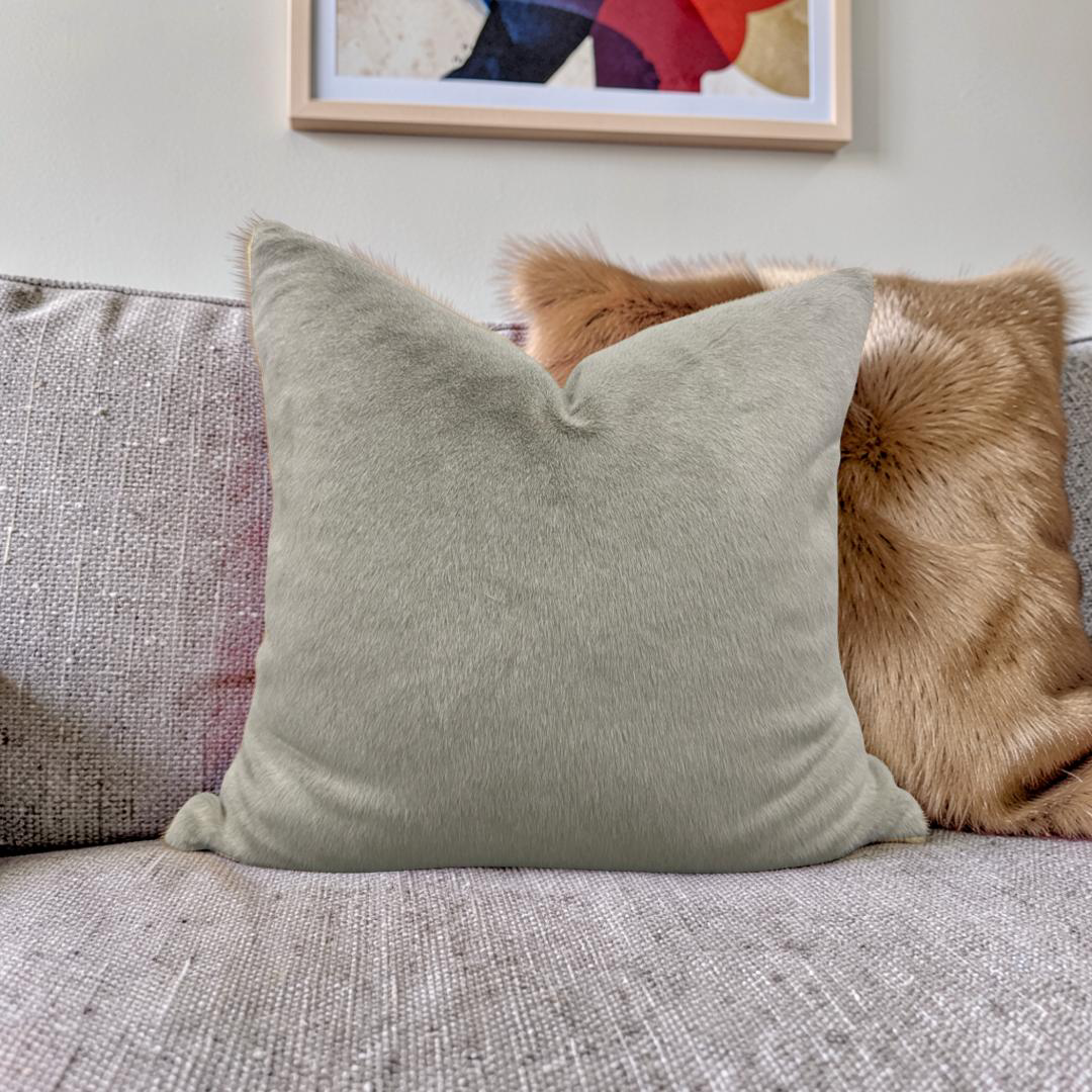 Fur Decorative Pillow - Beige 22x22" Knife Edge Cover
