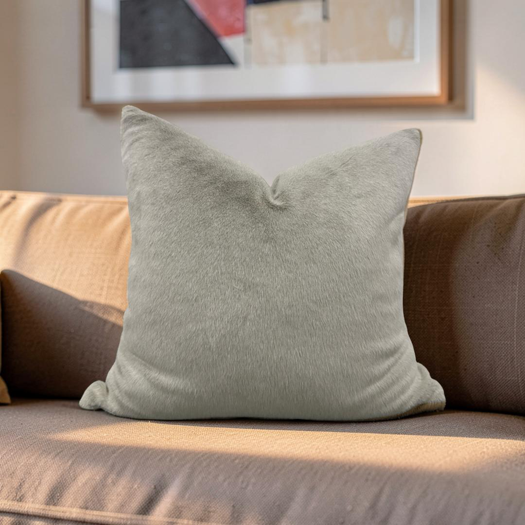 Fur Decorative Pillow - Beige 22x22" Knife Edge Cover