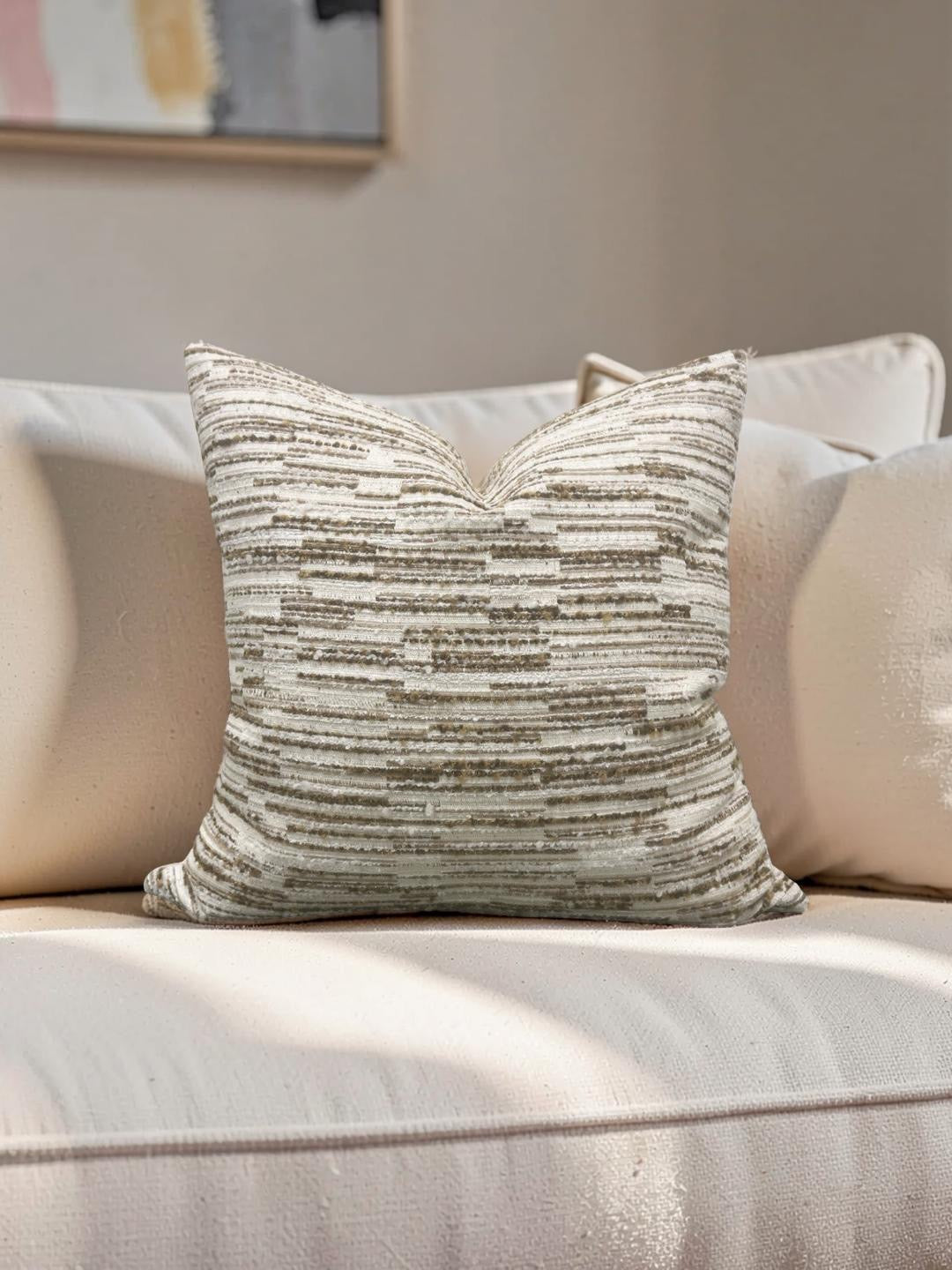 Decorative Pillow Jenga Tobacco Boucle 20x20" Knife Edge Cover