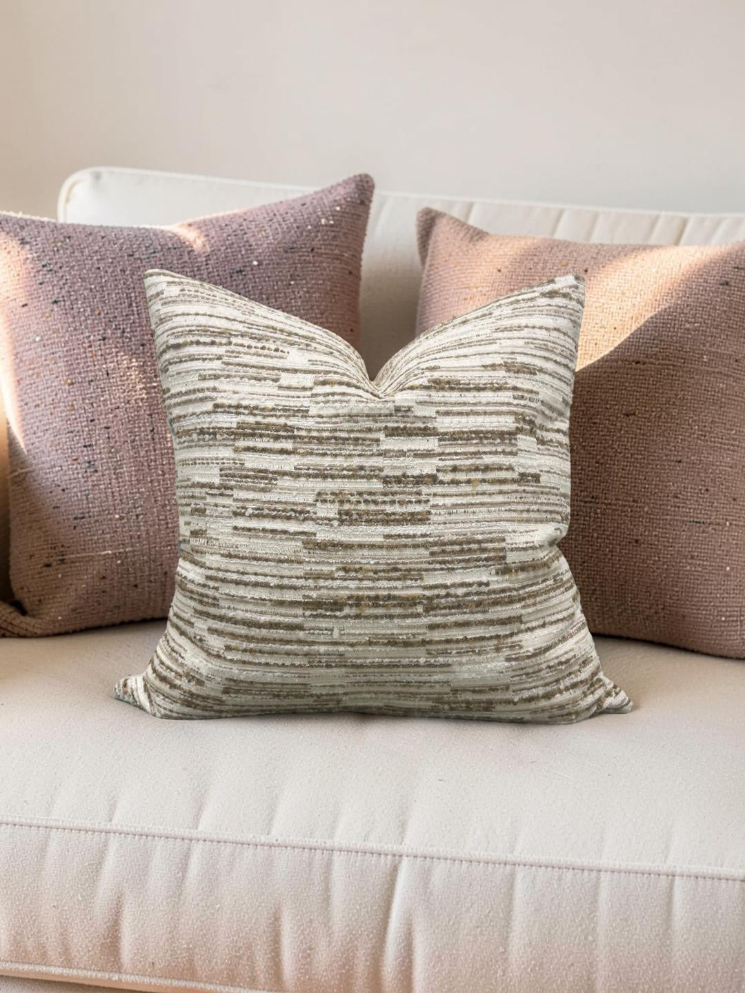 Decorative Pillow Jenga Tobacco Boucle 20x20" Knife Edge Cover