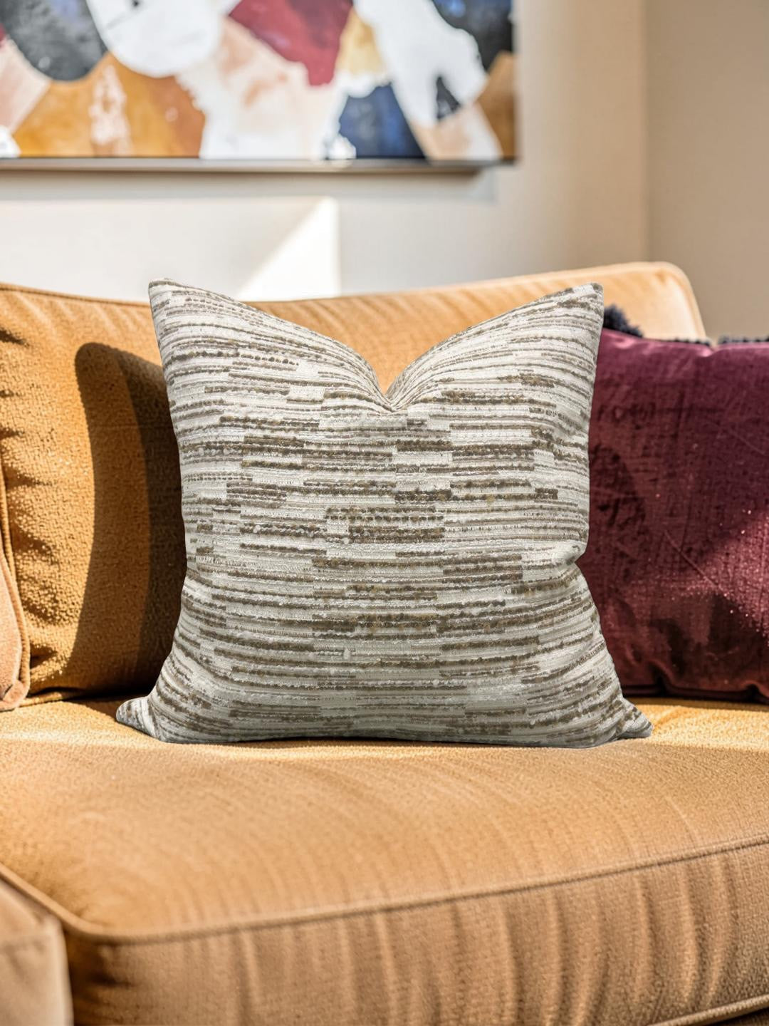 Decorative Pillow Jenga Tobacco Boucle 20x20" Knife Edge Cover