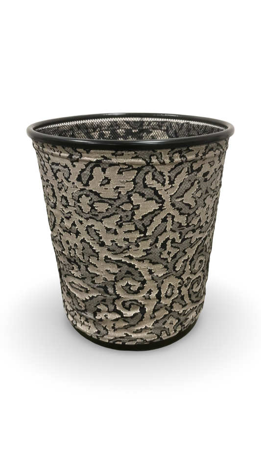 Black Gold and Silver Abstract Pattern Decorative Waste Basket