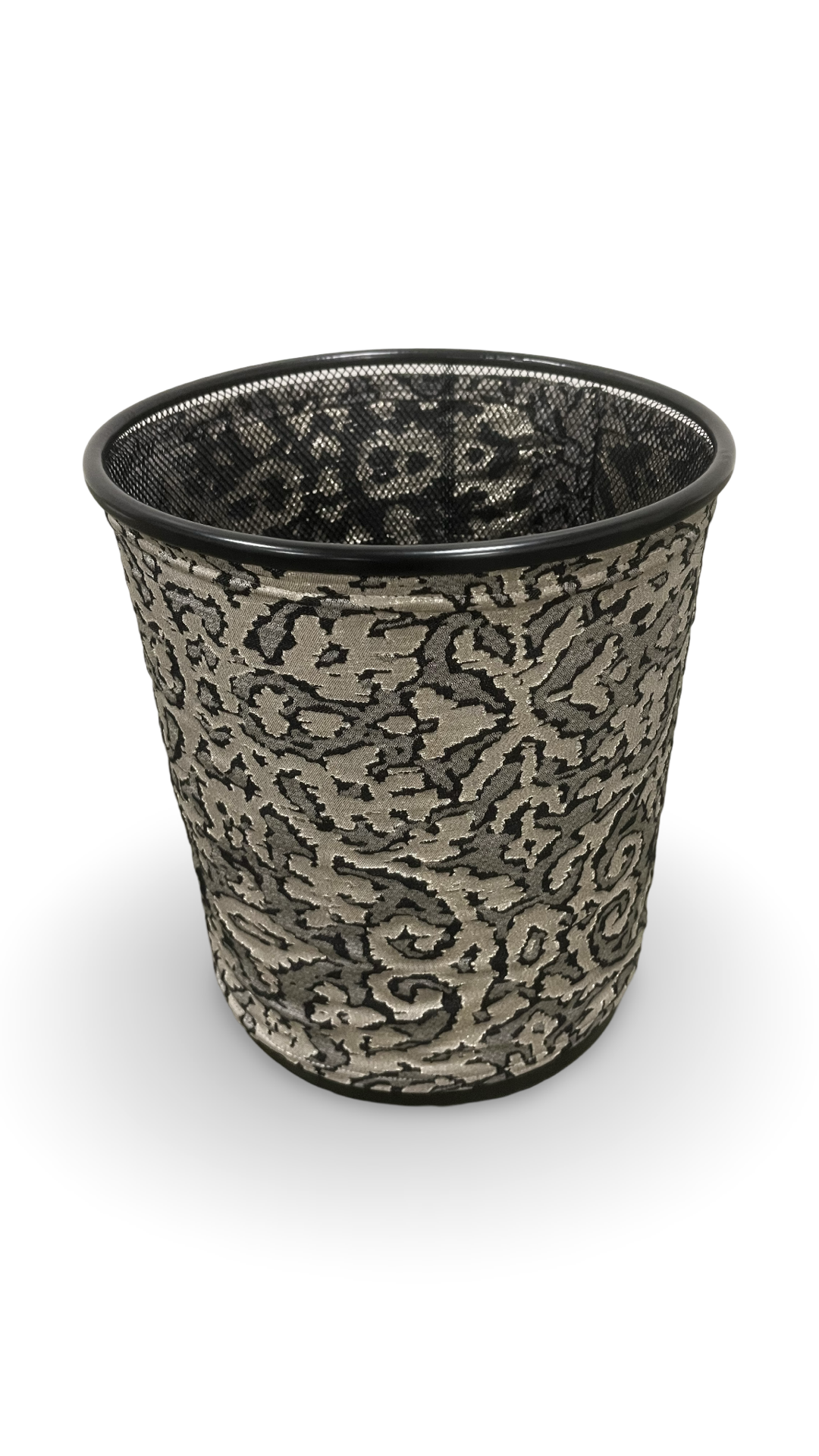 Black Gold and Silver Abstract Pattern Decorative Waste Basket