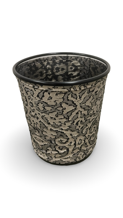 Black Gold and Silver Abstract Pattern Decorative Waste Basket