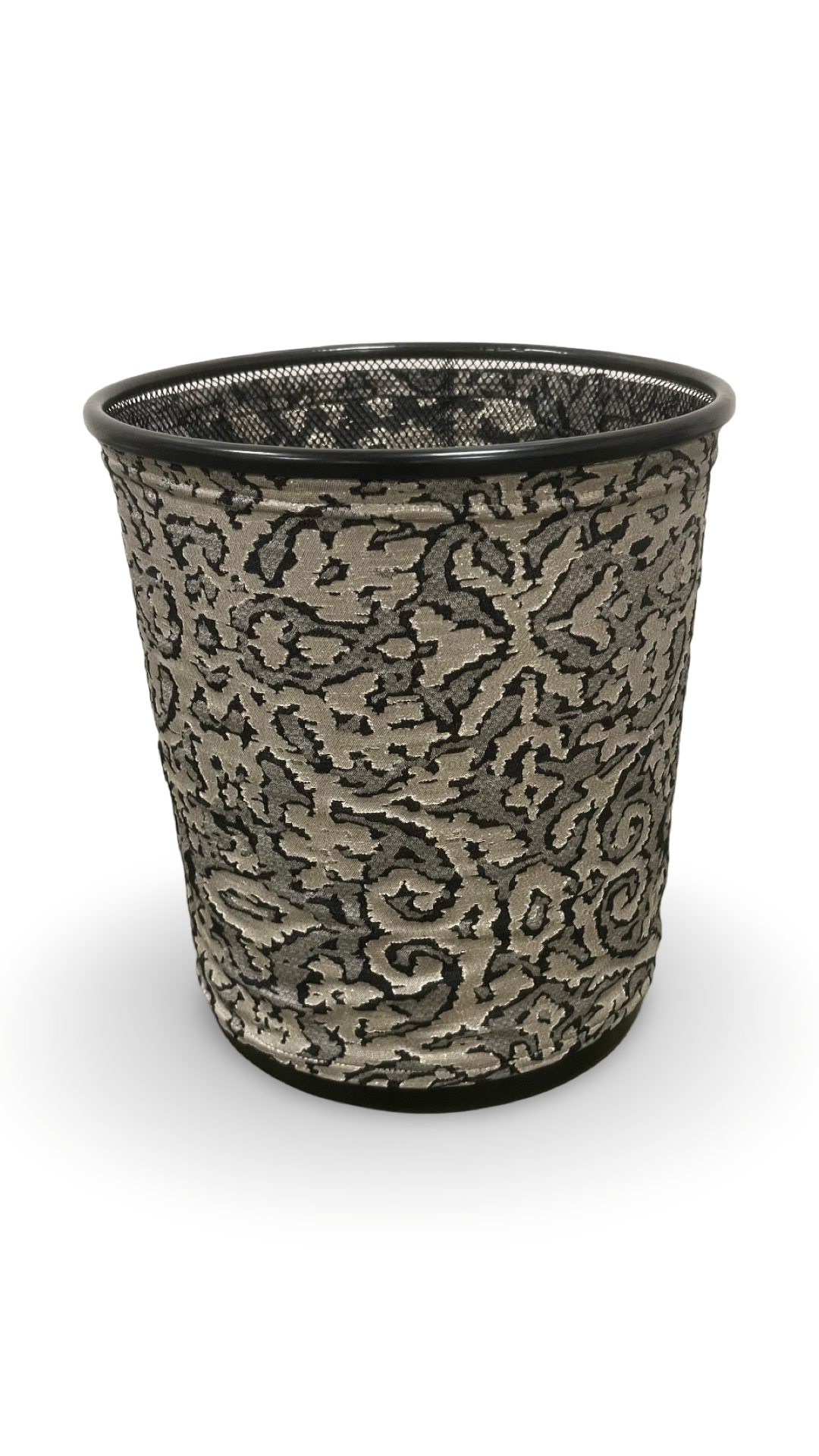 Black Gold and Silver Abstract Pattern Decorative Waste Basket