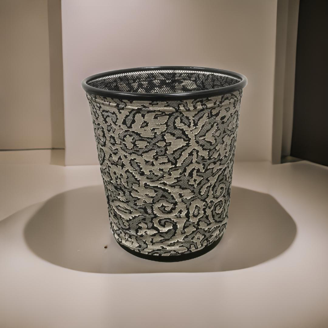 Black Gold and Silver Abstract Pattern Decorative Waste Basket