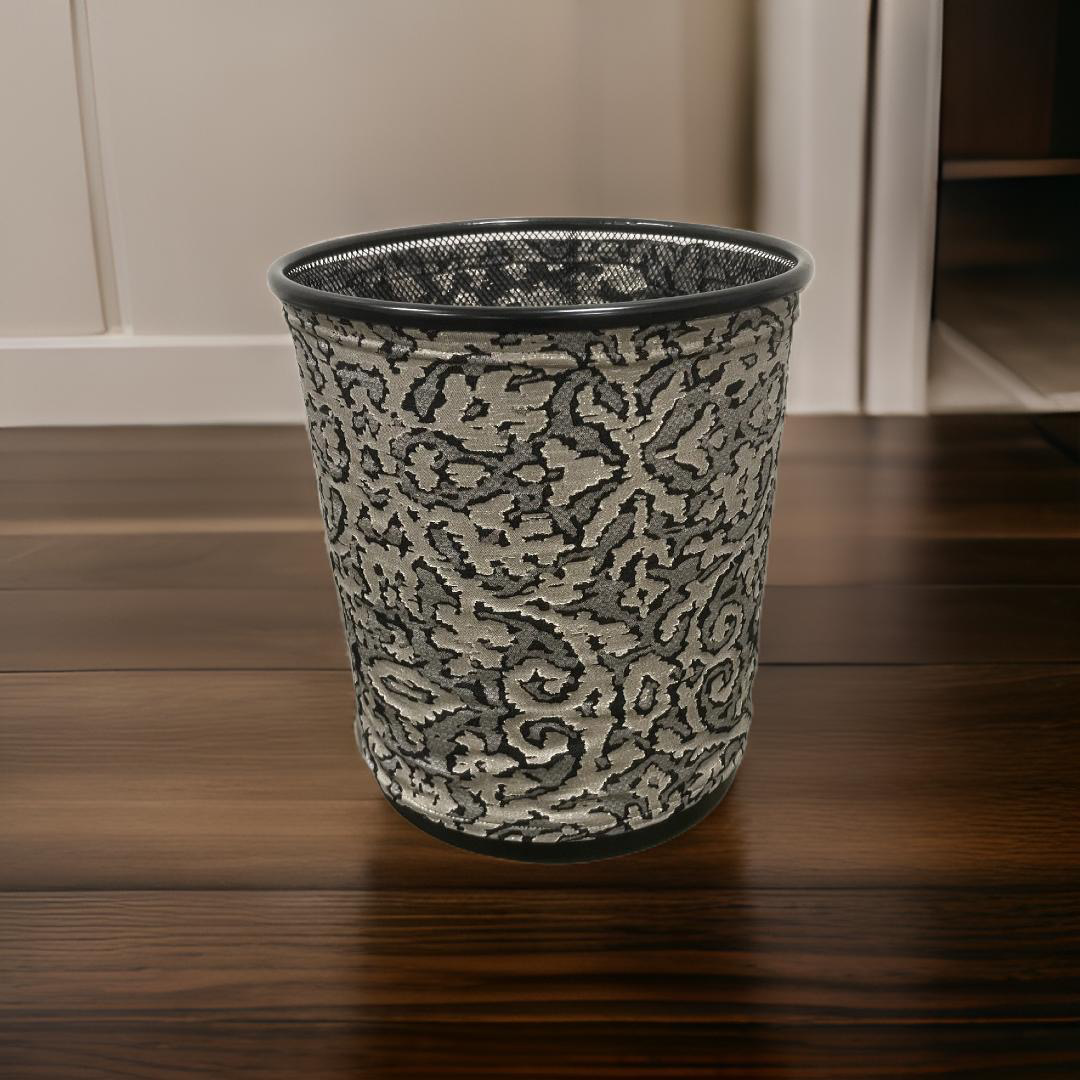 Black Gold and Silver Abstract Pattern Decorative Waste Basket