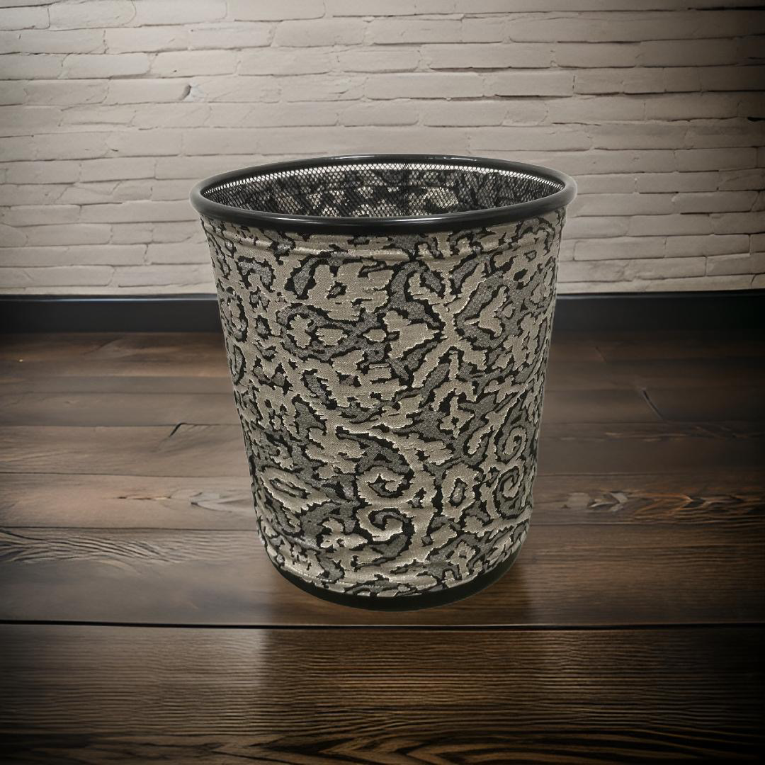Black Gold and Silver Abstract Pattern Decorative Waste Basket