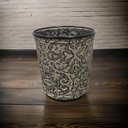Black Gold and Silver Abstract Pattern Decorative Waste Basket
