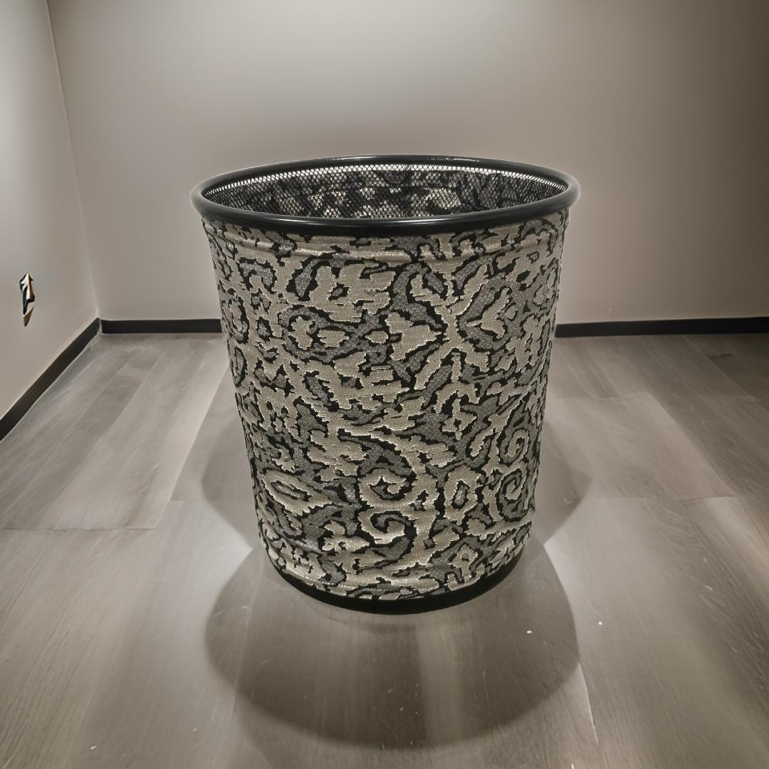 Black Gold and Silver Abstract Pattern Decorative Waste Basket