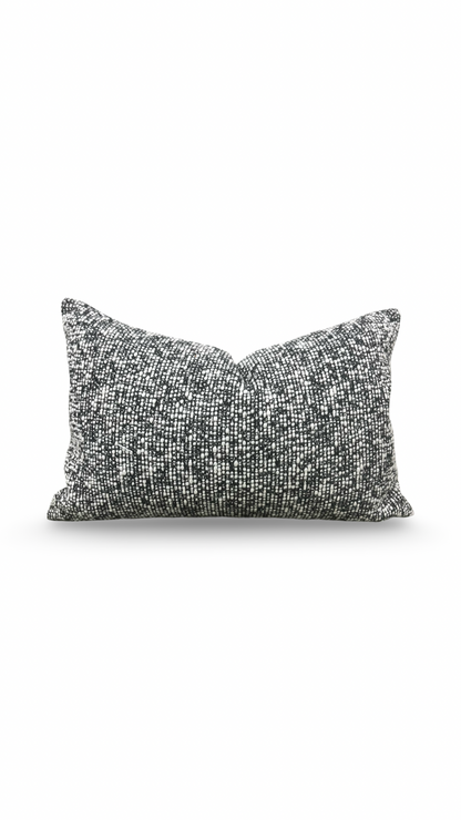 Black and Cream Textured Weave 12X18" Knife Edge Decorative Lumbar Pillow
