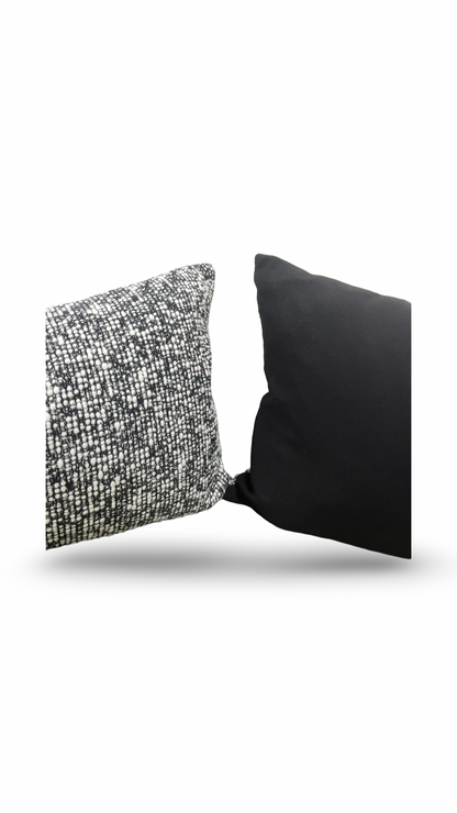 Black and Cream Textured Weave 12X18" Knife Edge Decorative Lumbar Pillow