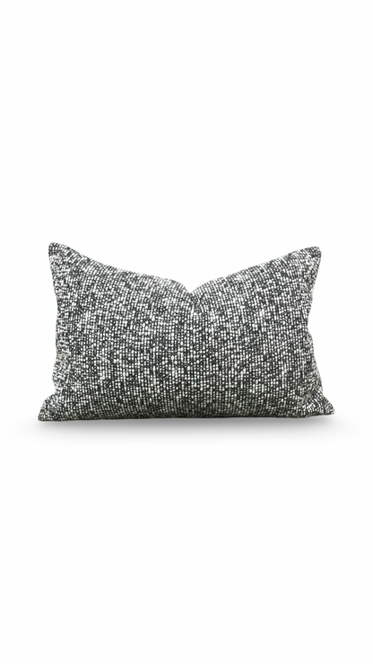 Black and Cream Textured Weave 12X18" Knife Edge Decorative Lumbar Pillow