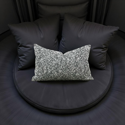 Black and Cream Textured Weave 12X18" Knife Edge Decorative Lumbar Pillow