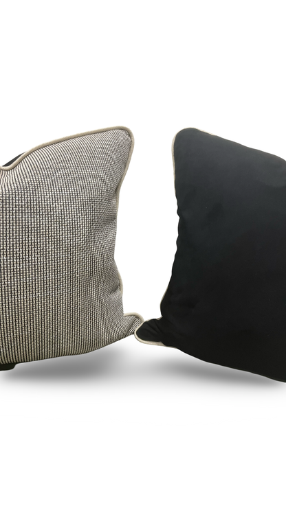 Black and Tan Weave Throw Pillow with Cording - 20x20" Cover