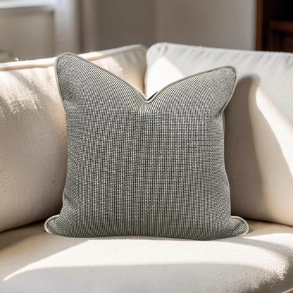 Black and Tan Weave Throw Pillow with Cording - 20x20" Cover