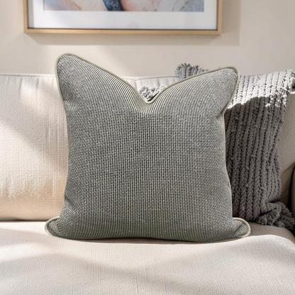 Black and Tan Weave Throw Pillow with Cording - 20x20" Cover