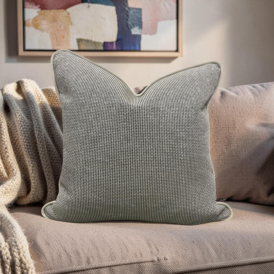 Black and Tan Weave Throw Pillow with Cording - 20x20" Cover