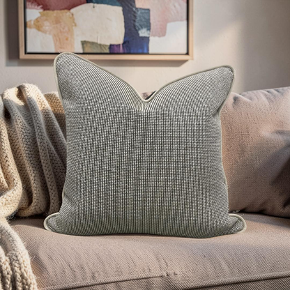 Black and Tan Weave Throw Pillow with Cording - 20x20" Cover