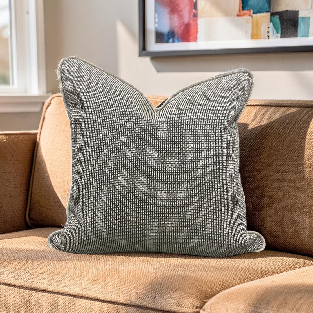 Black and Tan Weave Throw Pillow with Cording - 20x20" Cover