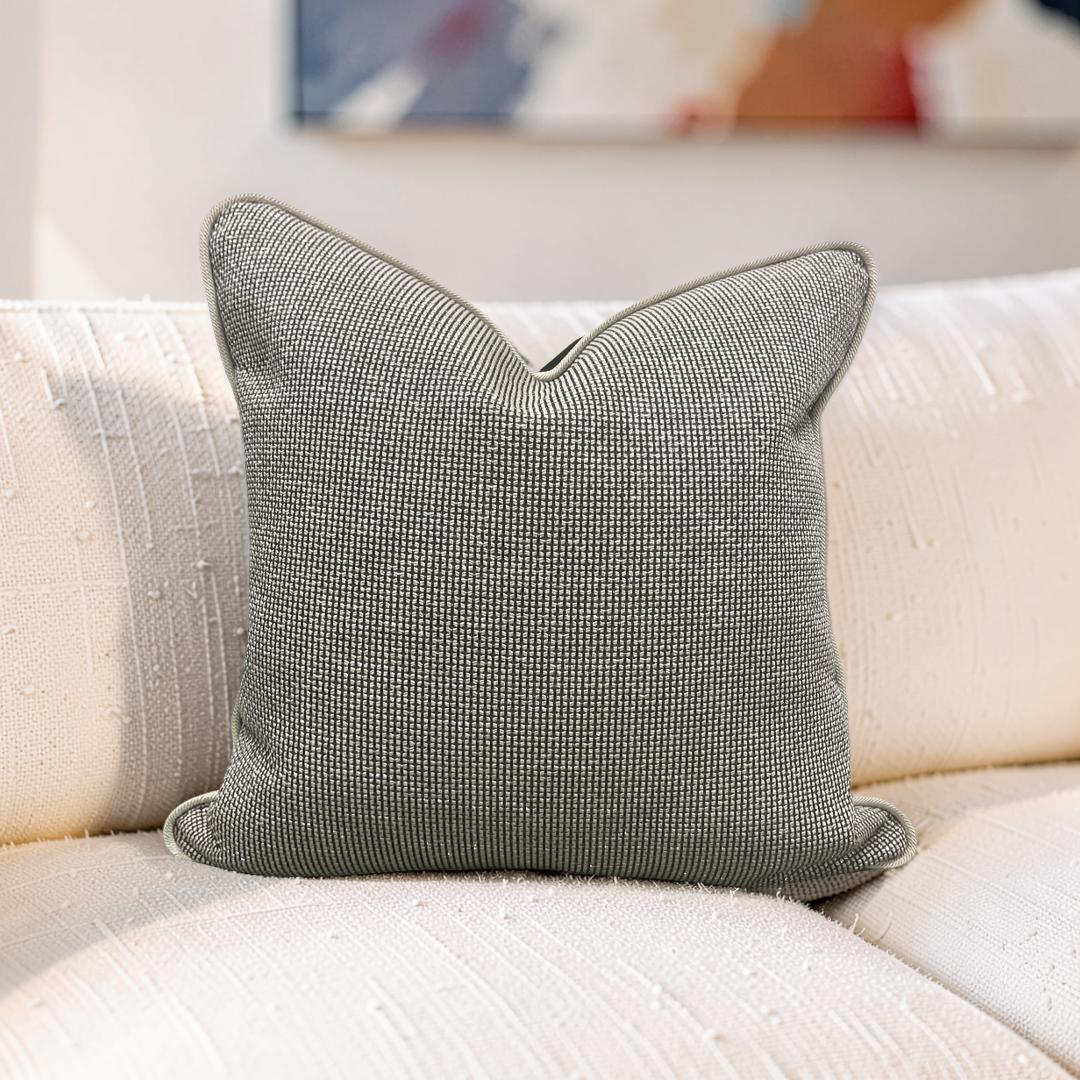 Black and Tan Weave Throw Pillow with Cording - 20x20" Cover