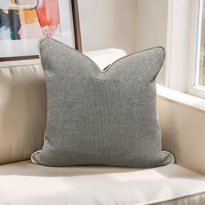 Black and Tan Weave Throw Pillow with Cording - 20x20" Cover