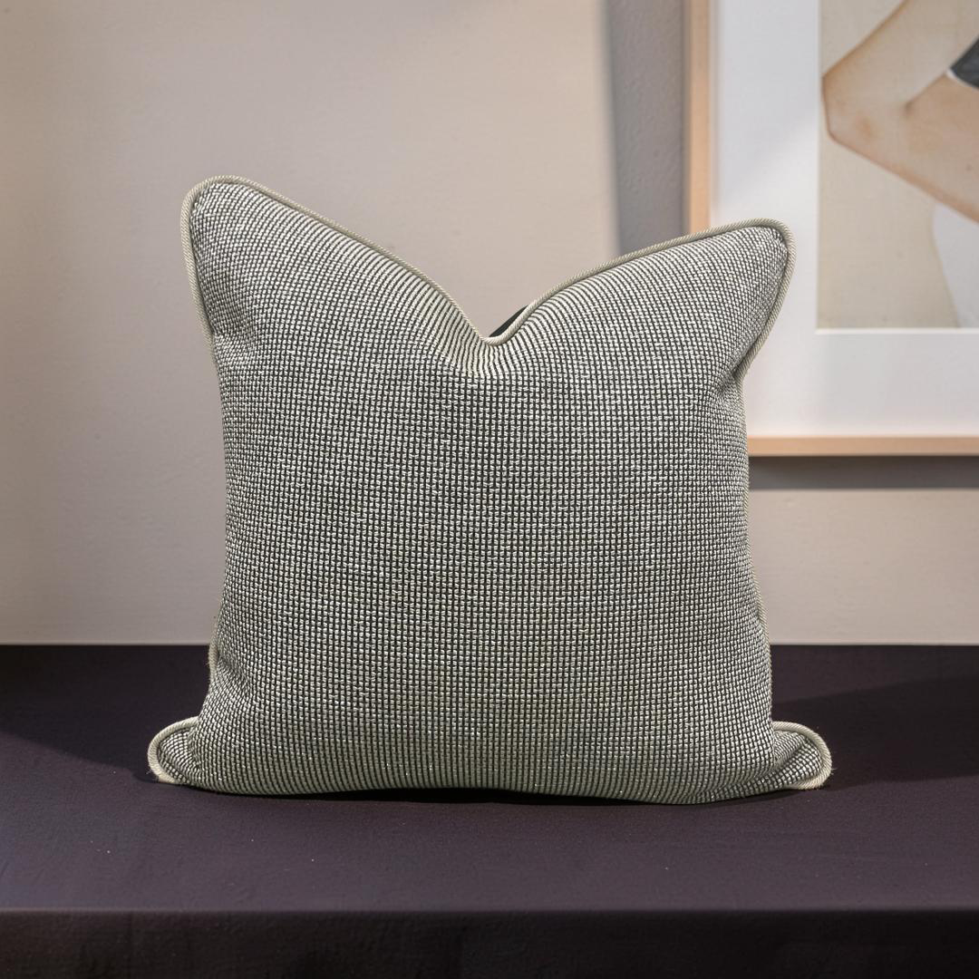 Black and Tan Weave Throw Pillow with Cording - 20x20" Cover
