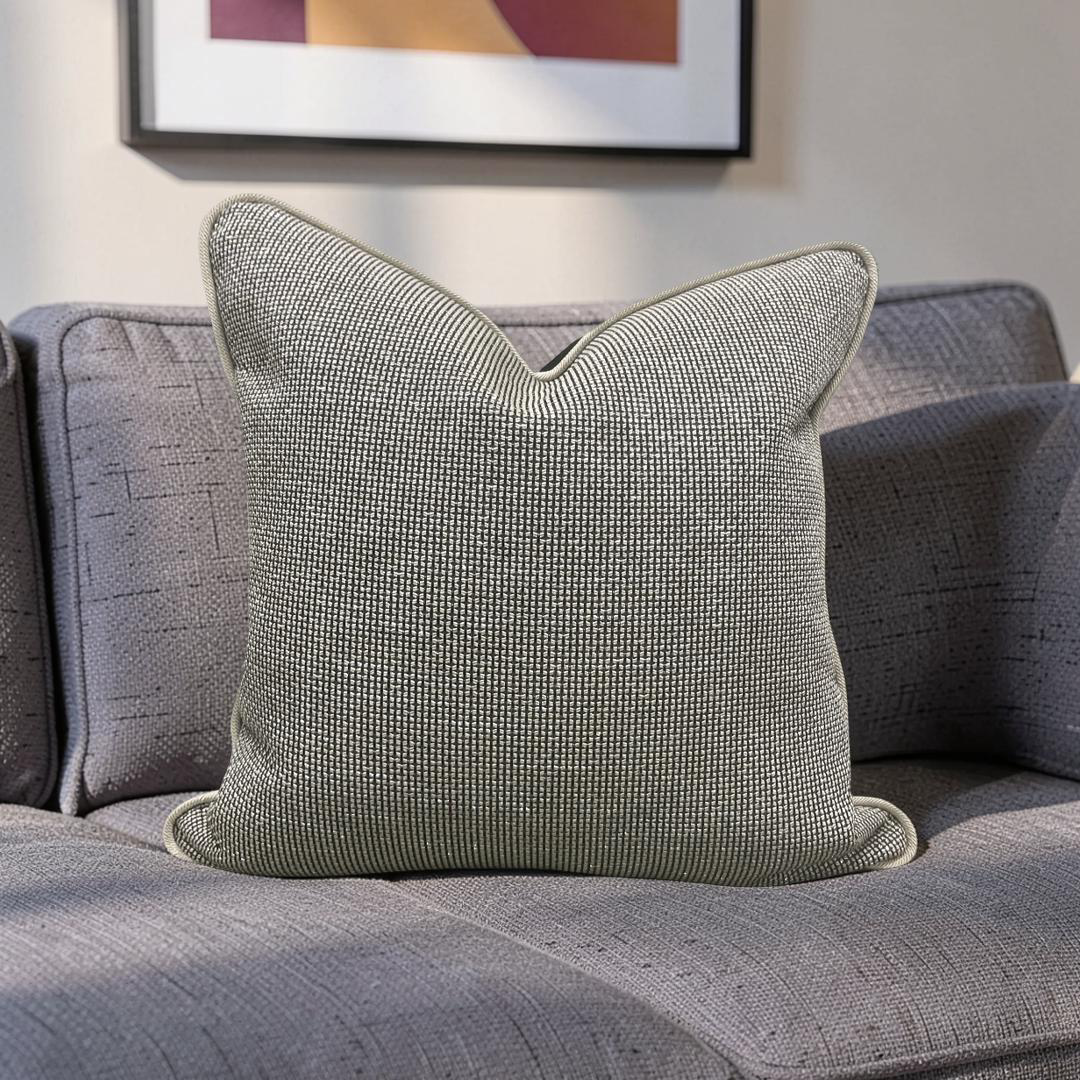 Black and Tan Weave Throw Pillow with Cording - 20x20" Cover