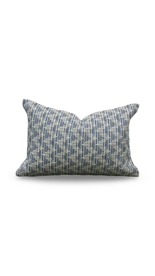 Blue & Cream Zig Zag 12X18" Knife Edge Decorative Lumbar Pillow