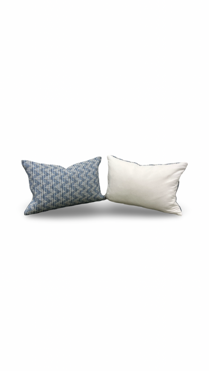 Blue & Cream Zig Zag 12X18" Knife Edge Decorative Lumbar Pillow
