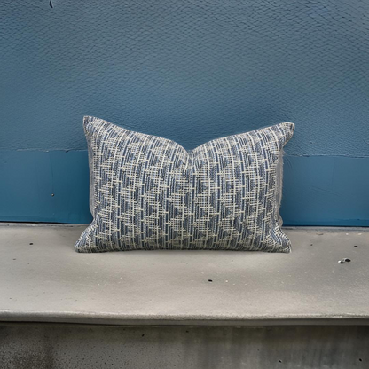 Blue & Cream Zig Zag 12X18" Knife Edge Decorative Lumbar Pillow