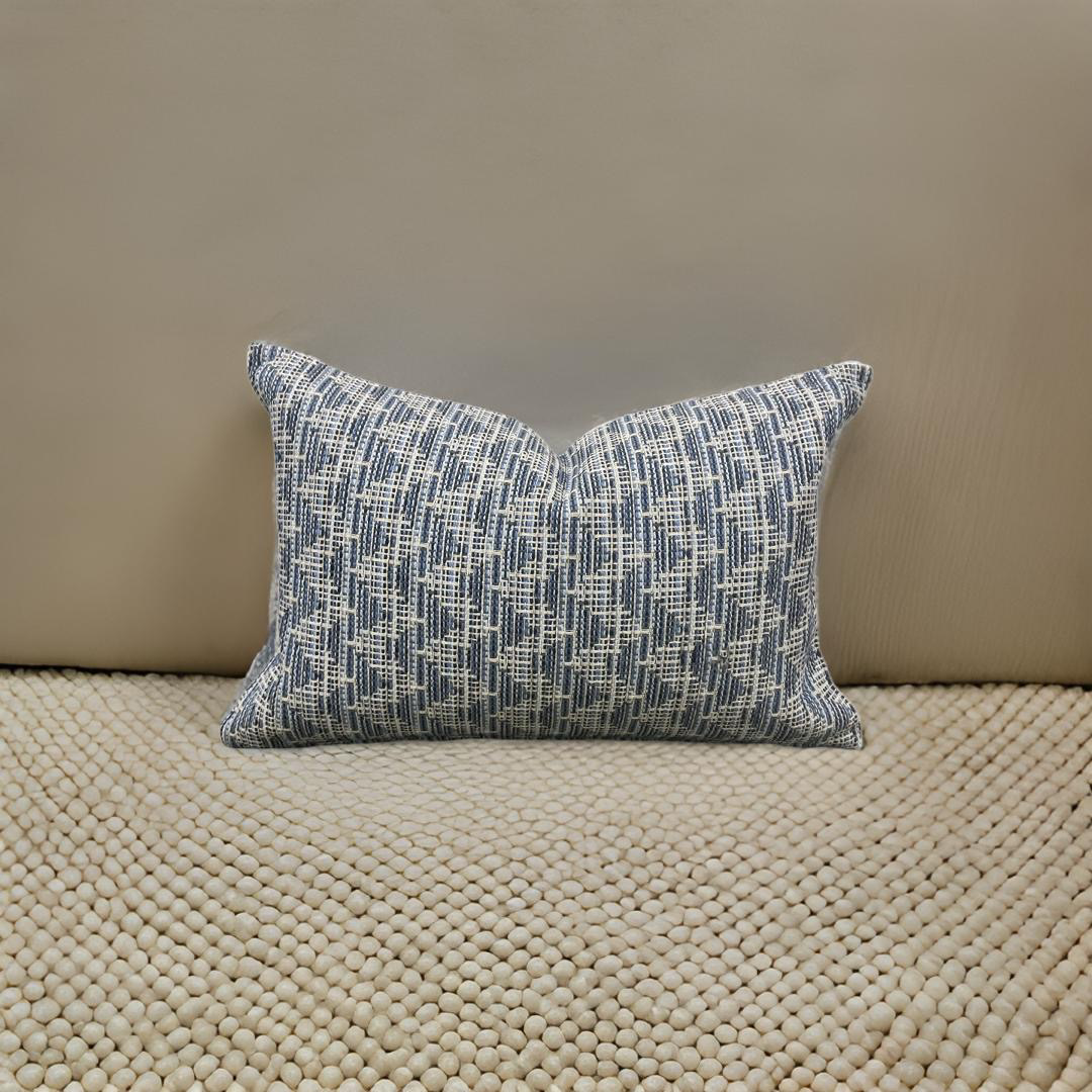 Blue & Cream Zig Zag 12X18" Knife Edge Decorative Lumbar Pillow