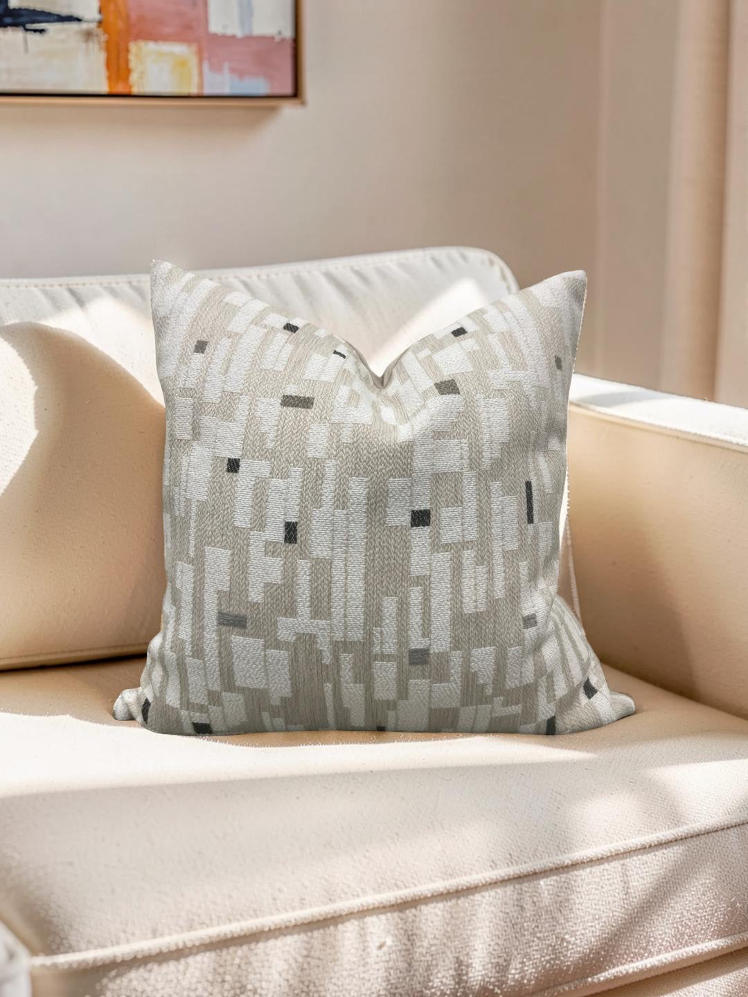 Brentano Decorative Pillow Triptych Checked White - 20x20" Knife Edge Cover
