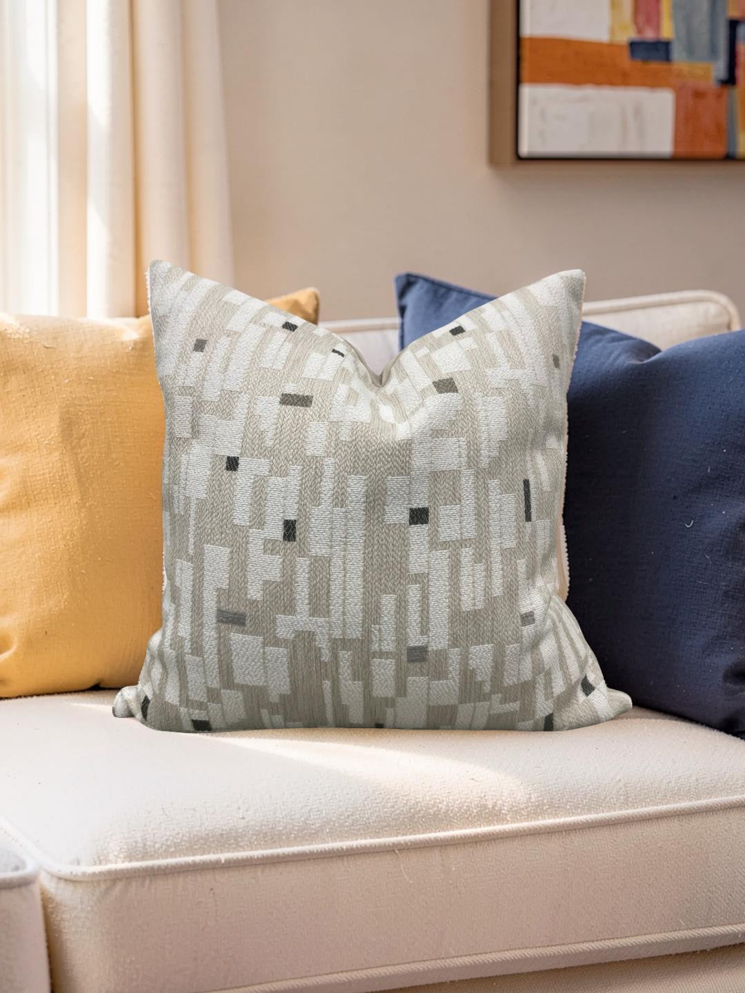 Brentano Decorative Pillow Triptych Checked White - 20x20" Knife Edge Cover