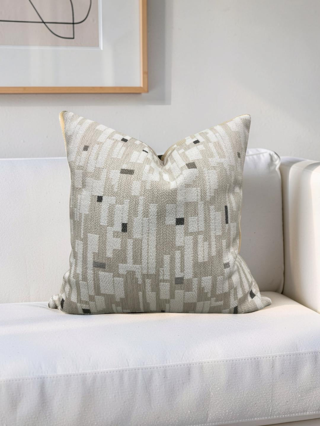 Brentano Decorative Pillow Triptych Checked White - 20x20" Knife Edge Cover
