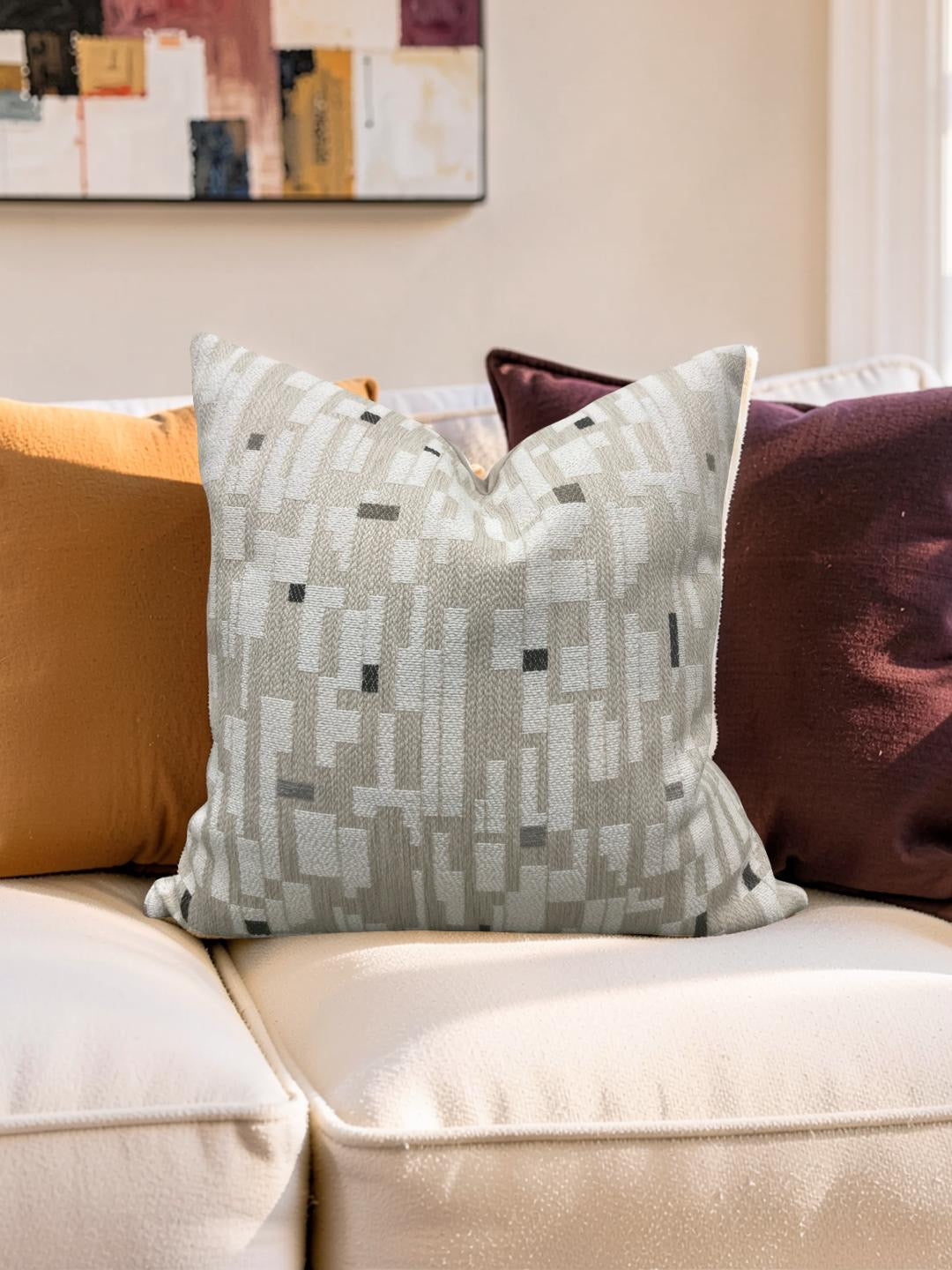 Brentano Decorative Pillow Triptych Checked White - 20x20" Knife Edge Cover