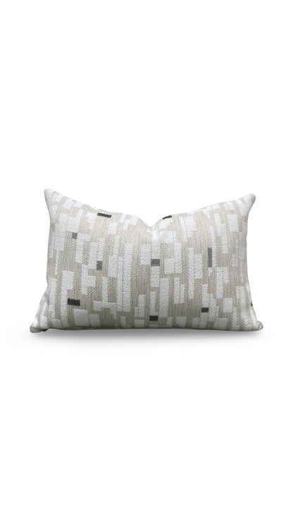 Brentano Lumbar Pillow Triptych Checked White 12x18" Knife Edge Cover