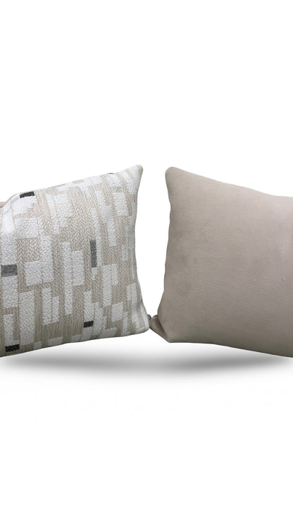 Brentano Lumbar Pillow Triptych Checked White 12x18" Knife Edge Cover