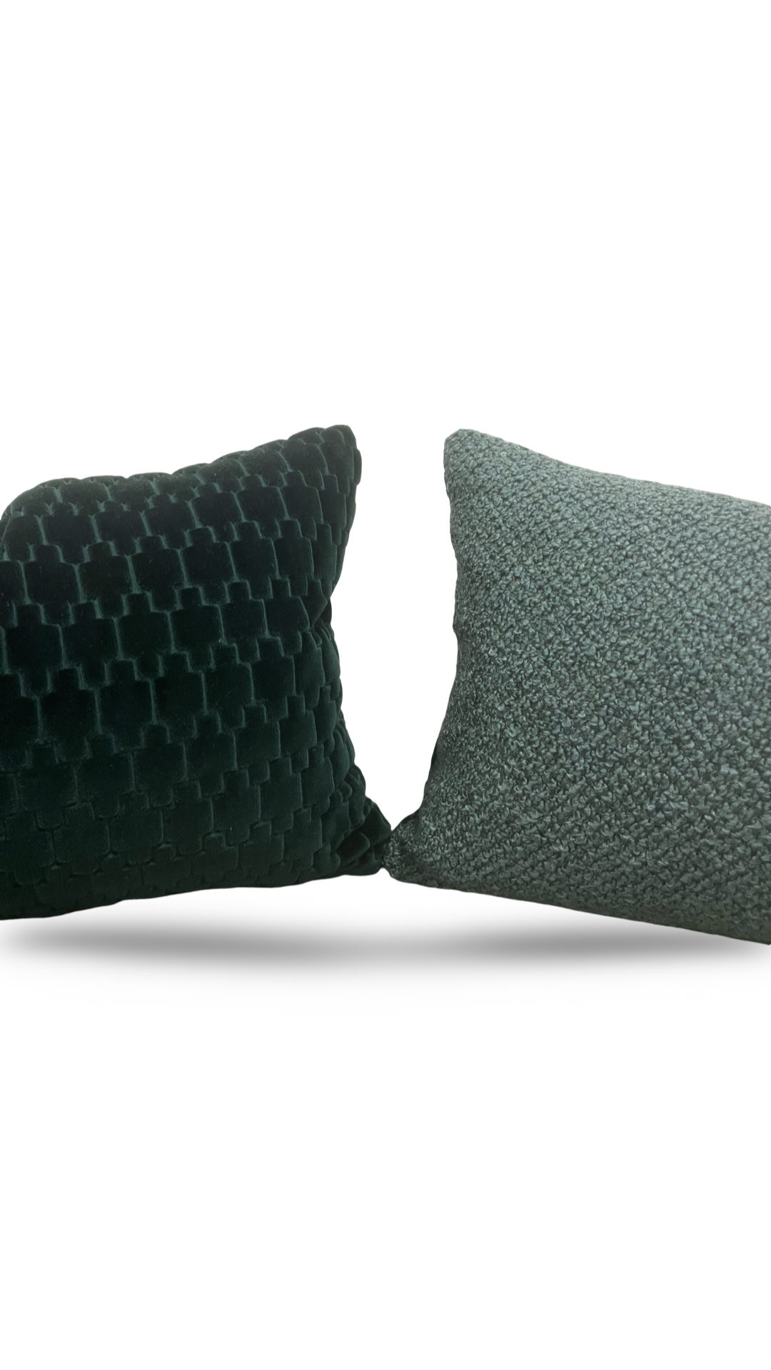 One pillow showing the dark green front and matching green on the back