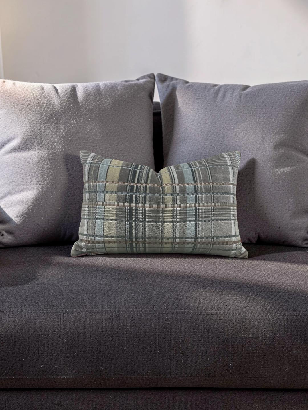 Brentano Lumbar Pillow Longi Blue Eyed Bengal 12x18" Knife Edge Cover