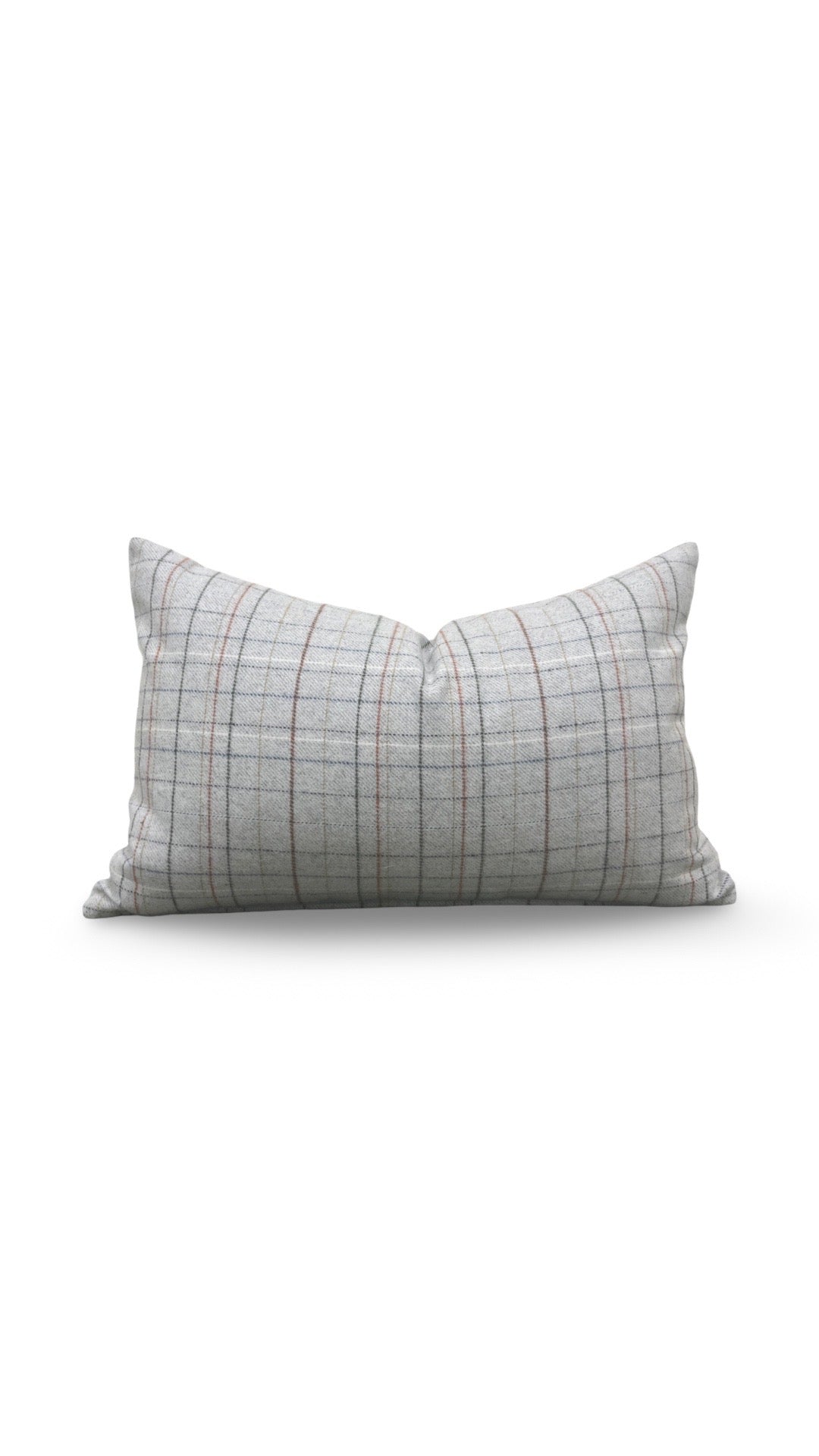 Check Patterned Lumbar Pillow Brentano Paper Clip 12x18" Knife Edge Cover