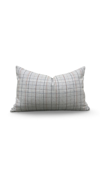 Check Patterned Lumbar Pillow Brentano Paper Clip 12x18" Knife Edge Cover