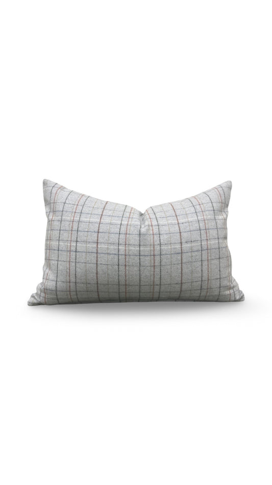 Check Patterned Lumbar Pillow Brentano Paper Clip 12x18" Knife Edge Cover