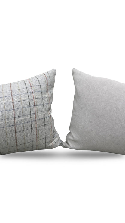 Check Patterned Lumbar Pillow Brentano Paper Clip 12x18" Knife Edge Cover