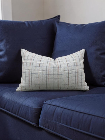 Check Patterned Lumbar Pillow Brentano Paper Clip 12x18" Knife Edge Cover