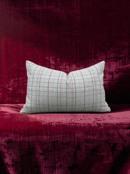 Check Patterned Lumbar Pillow Brentano Paper Clip 12x18" Knife Edge Cover